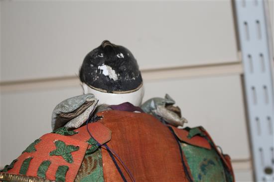 A collection of Japanese lacquered and composition head Gosha dolls, including three Musha Samurai, c.1900-1920